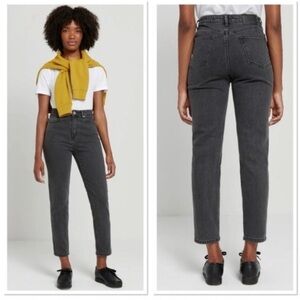 Frank & Oak Charcoal High-Rise Women's Jeans Straight Leg Office Career Work